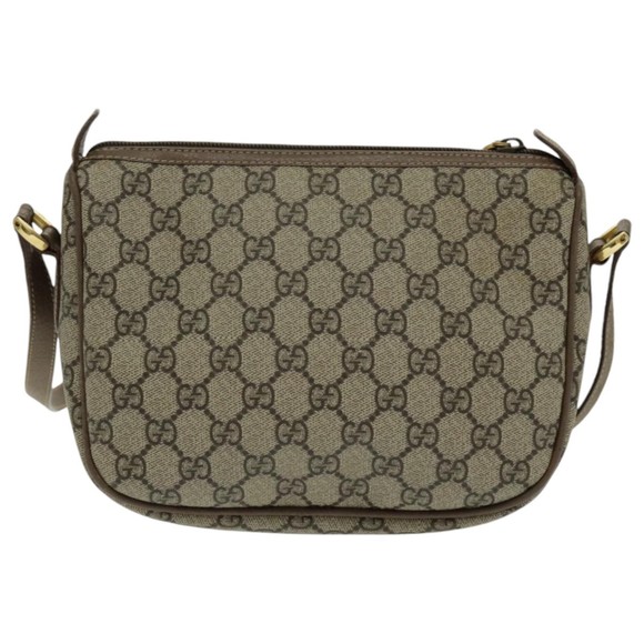 GUCCI GG Canvas Web Sherry Line Shoulder Bag PVC Beige Gold Auth 97156 - Picture 2 of 16